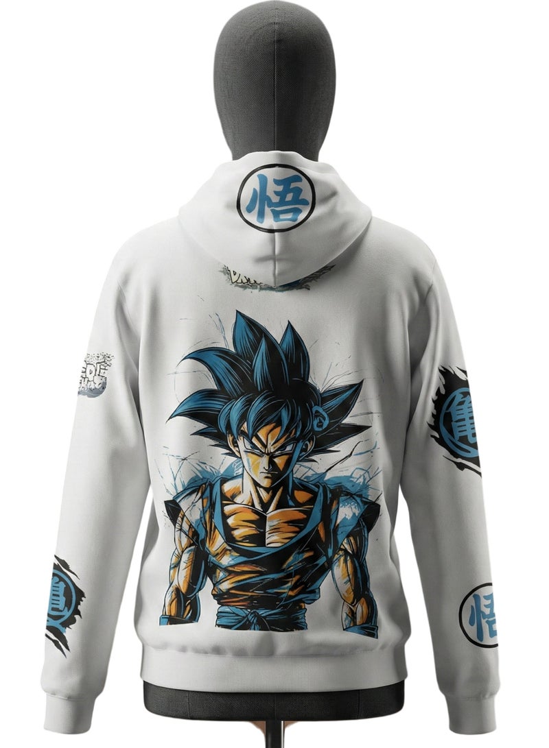 Dragon Ball Goku Graphic Hoodie – White Anime Streetwear Pullover (Unisex) - Image 2